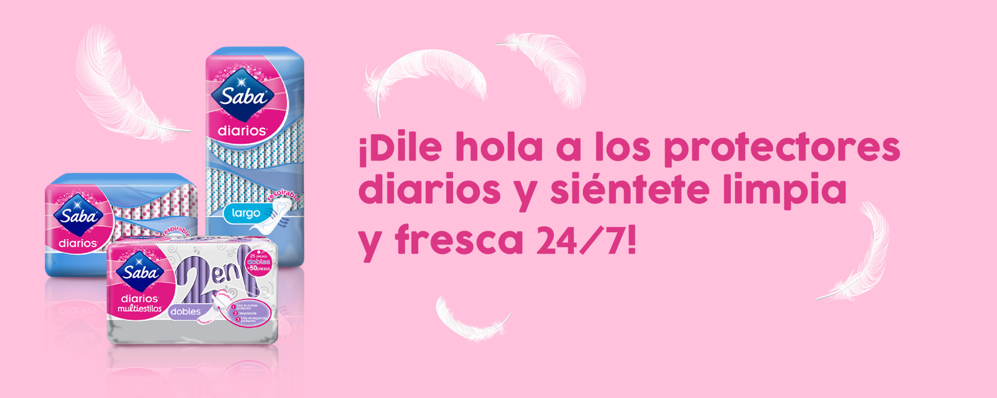 Imagen de los protectores intimos sobre un fondo rosa - Saba